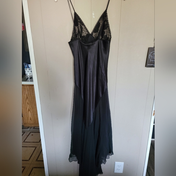 RARE VINTAGE Saks Fifth Avenue by designer Blanche Black Satin Chiffon Net Night - Picture 3 of 8